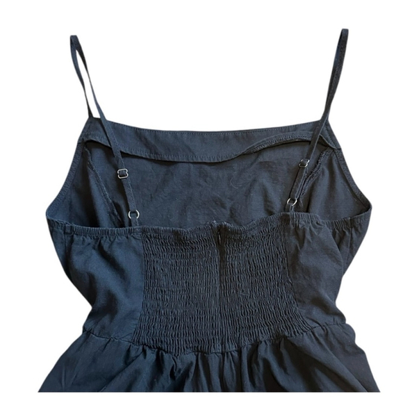 CIDER Black Wide Leg Crop Jumpsuit 0XL 12/14 Smocked Back Pockets - Picture 4 of 10